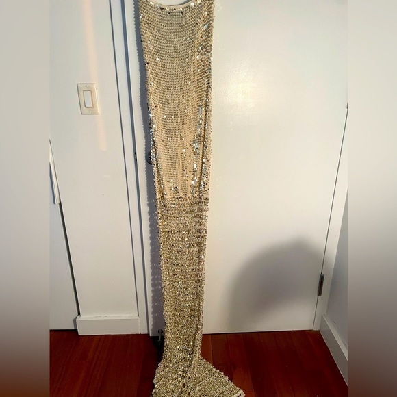 Retrofete Saraya gold crochet embellished gown NWT - Picture 2 of 5